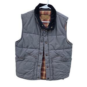 Vintage Old Navy Mens M Vest Gray Flannel Lined Quilted Corduroy Collar Gorpcore